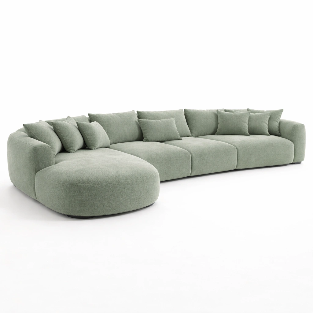 Luxus Sofa Stoff Beige Rundform