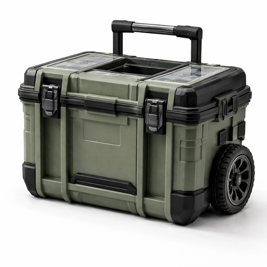 Mobiler Werkzeugkoffer mit Rollen Gruen Gross