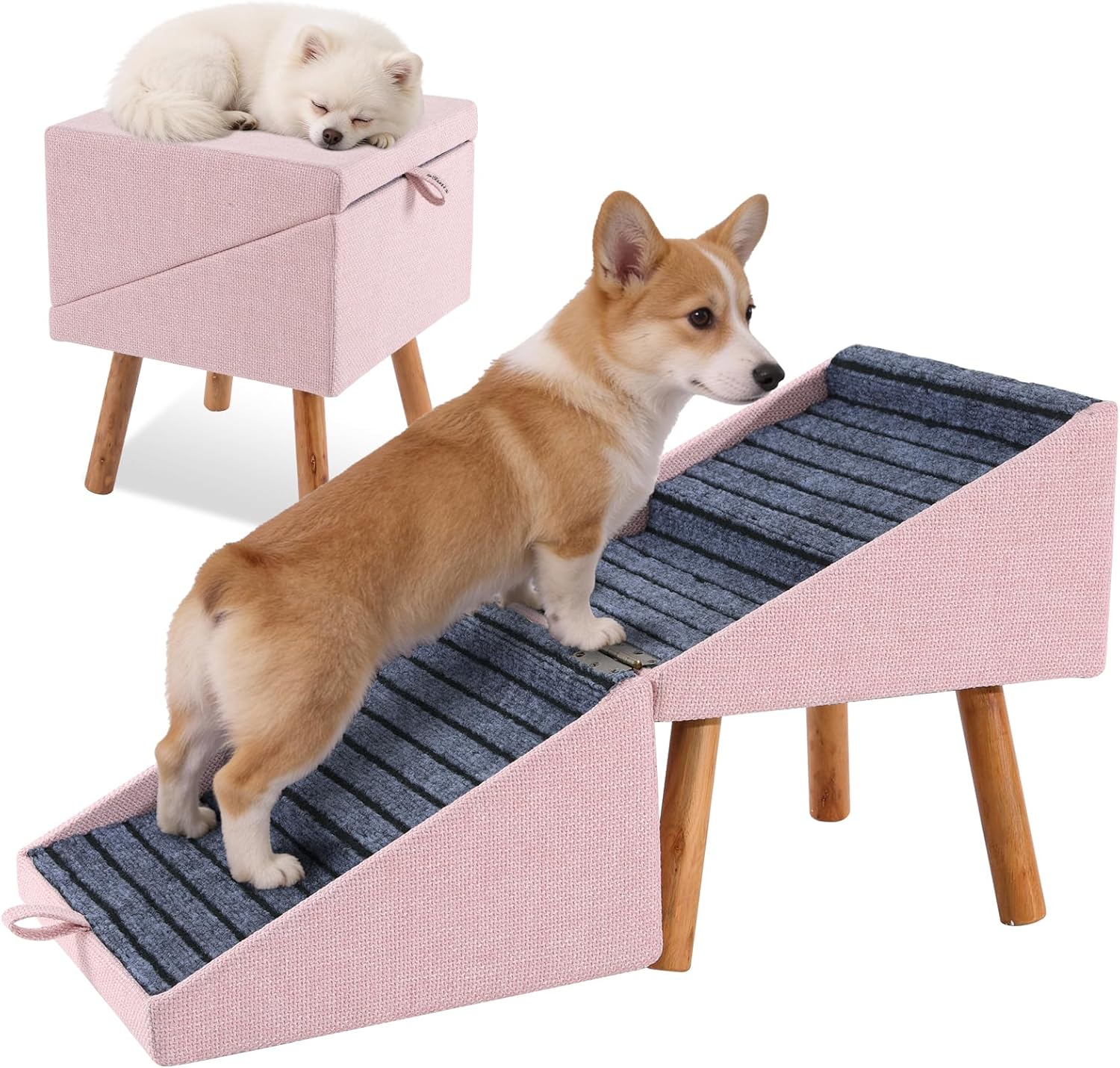 🐶 Foldable Dog Stairs for Couch & High Bed - 3-Step Non-Slip Pet Ramp