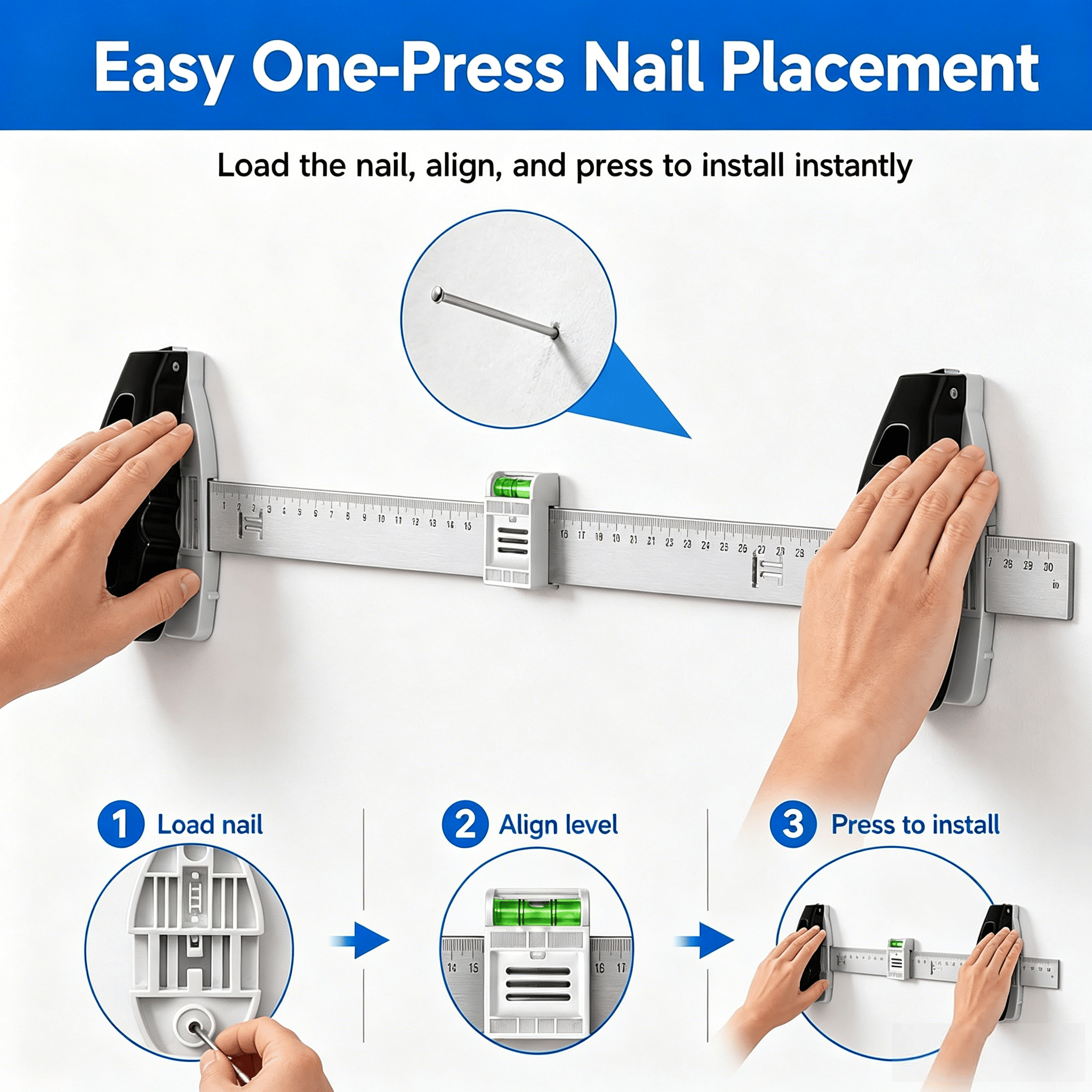 🖼️ Picture Frame Leveling Tool - Comes with 14 Nails