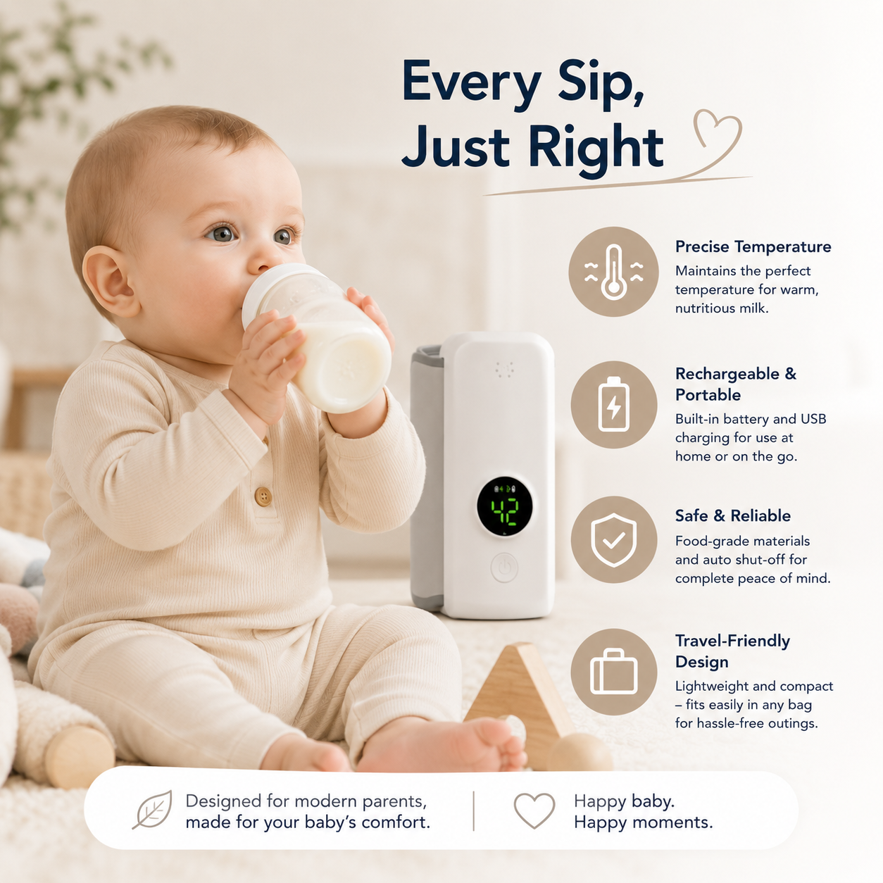 Portable milk warmer