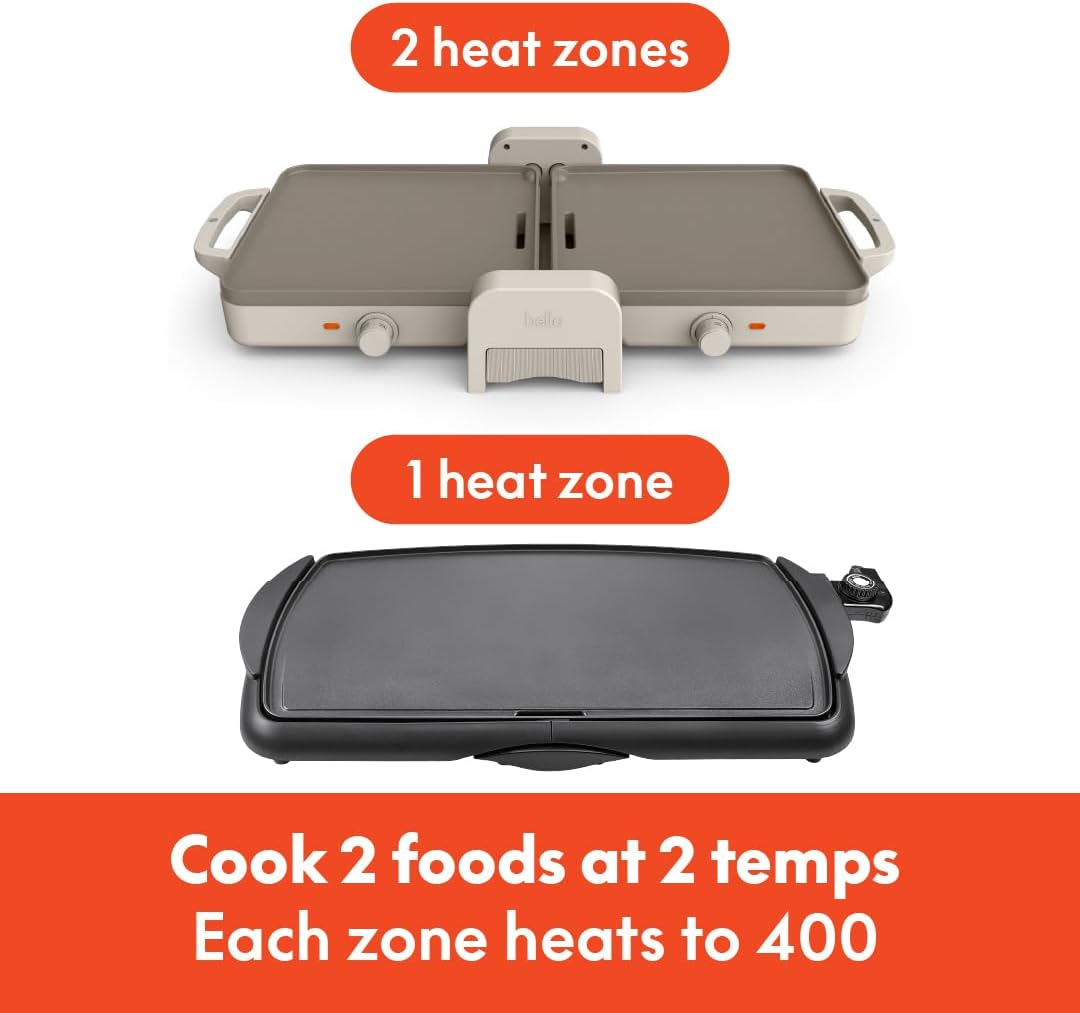  10"x 20" Ceramic Fold-n-Store Dual Temp Griddle