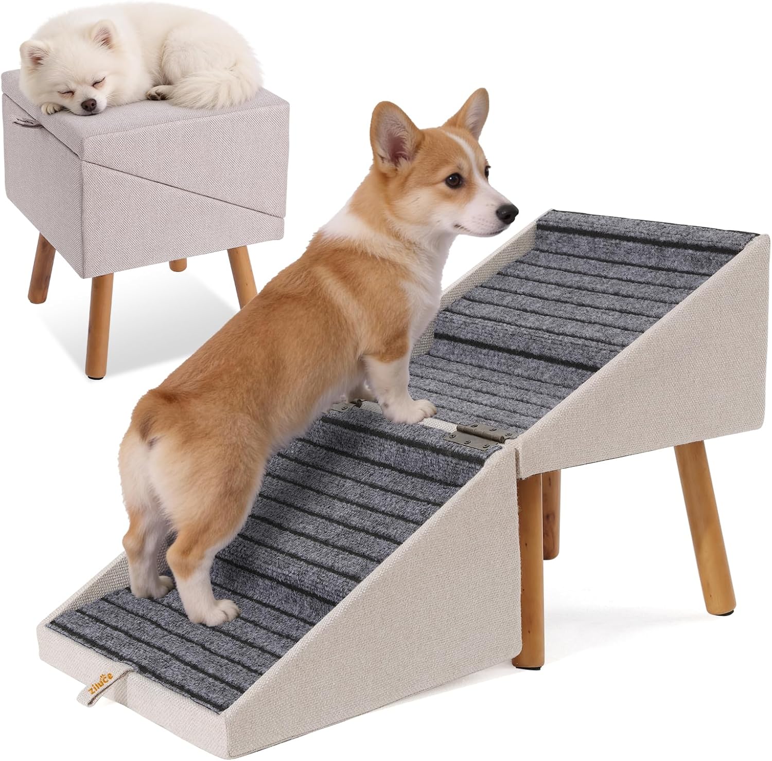 🐶 Foldable Dog Stairs for Couch & High Bed - 3-Step Non-Slip Pet Ramp