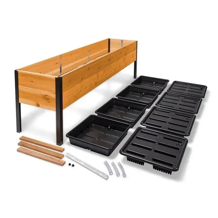 Self-Watering Eco-Stained Elevated Planter Box+ Arch Trellis