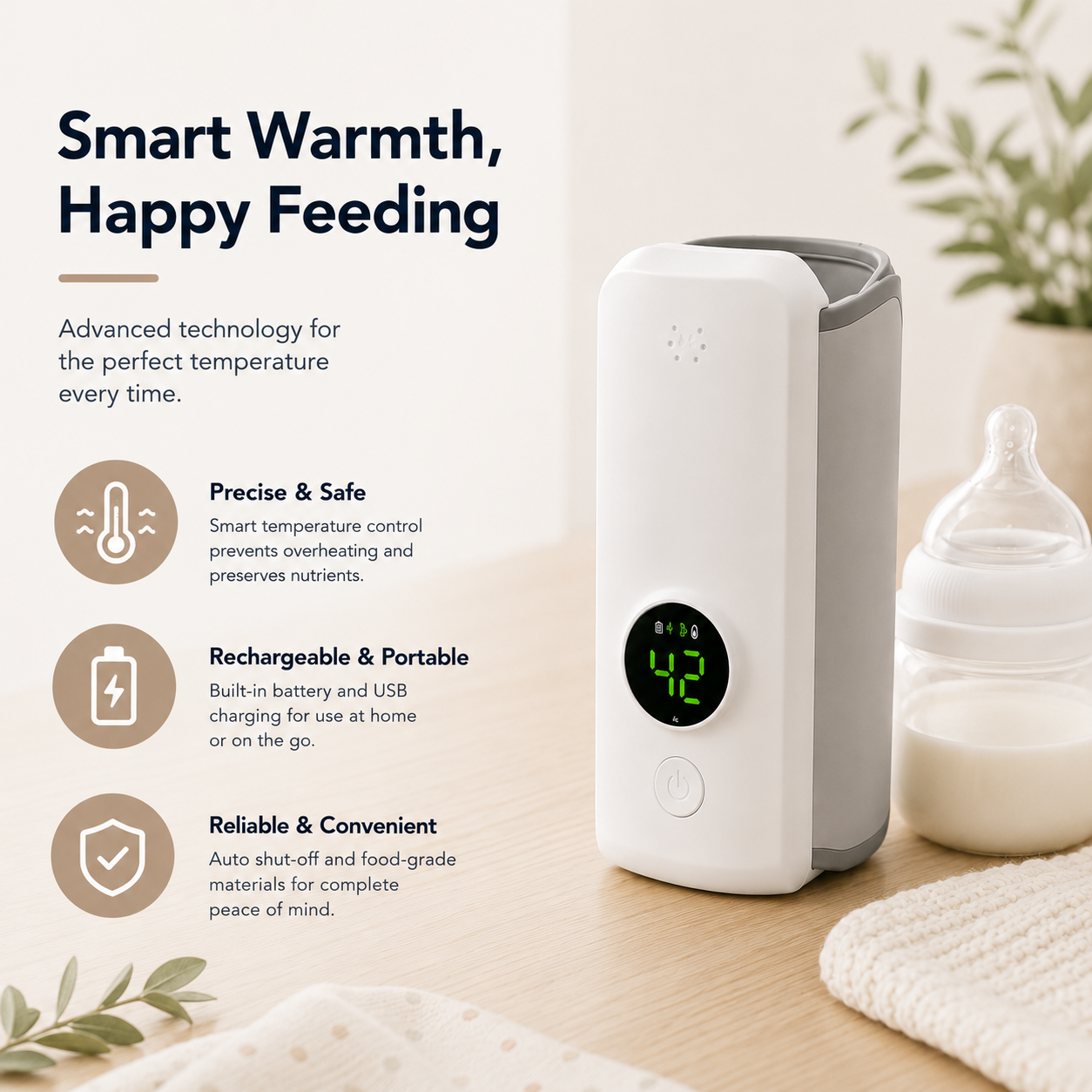 Portable milk warmer
