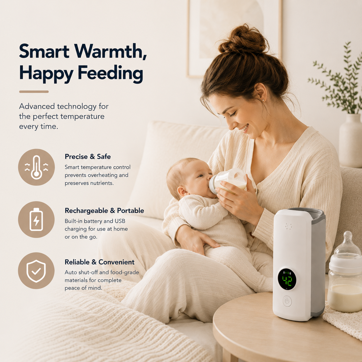 Portable milk warmer