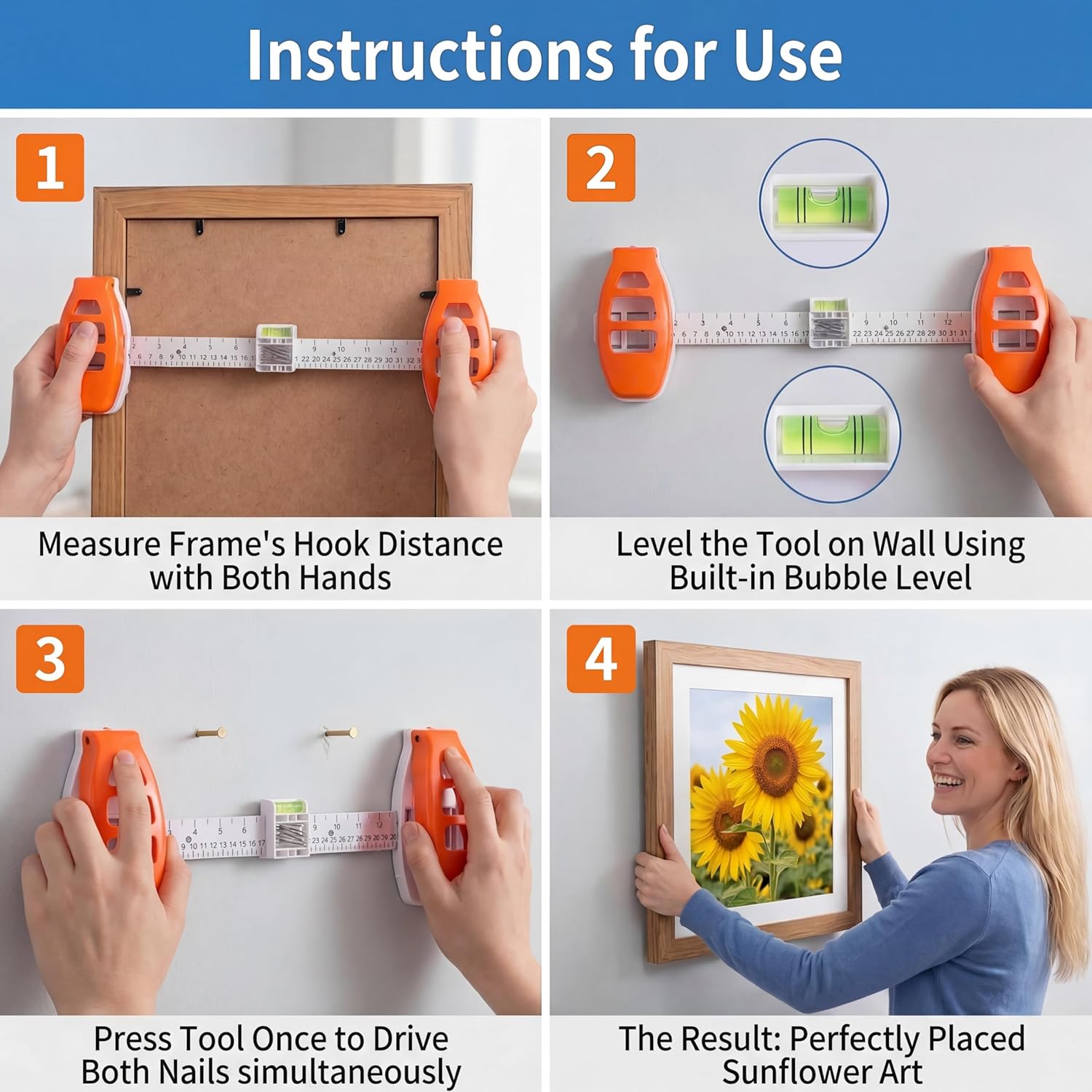 🖼️ Picture Frame Leveling Tool - Comes with 14 Nails