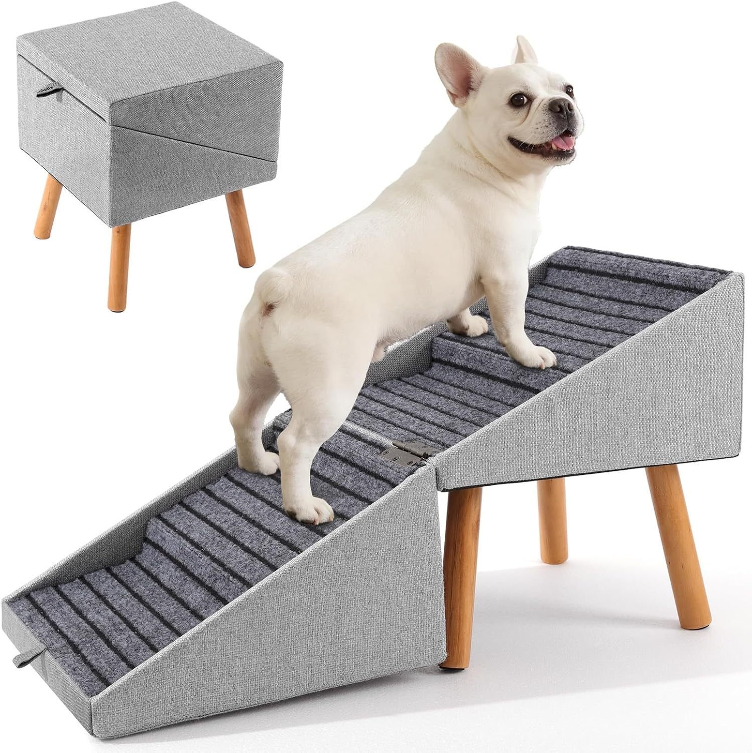 🐶 Foldable Dog Stairs for Couch & High Bed - 3-Step Non-Slip Pet Ramp