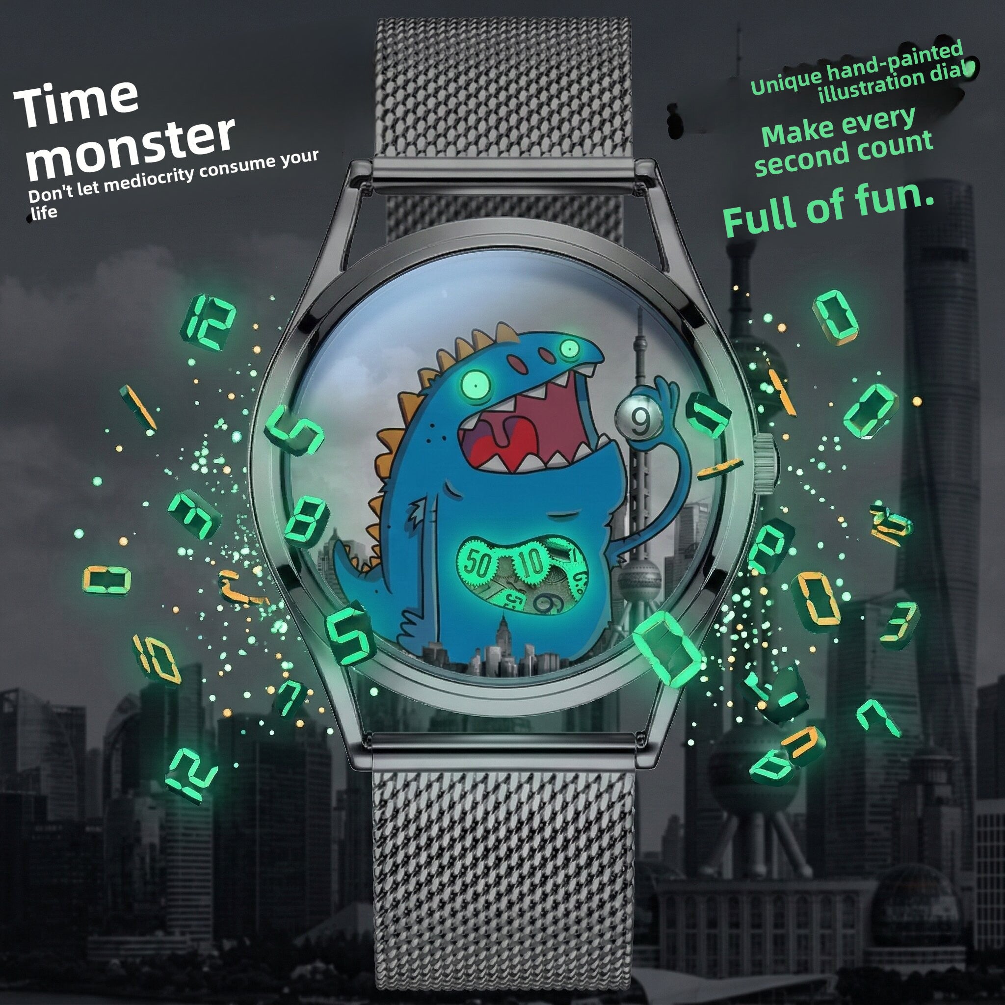 Meow Monster Buddy Quartz Watch – Cute Cartoon Silicone Wristwatch