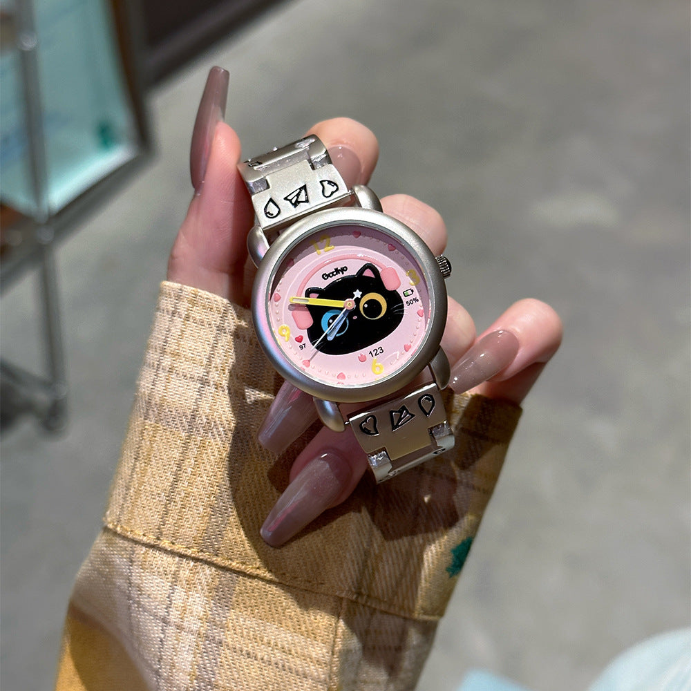 Cute Earphone Cat Watch – Adorable Cartoon Quartz Wristwatch