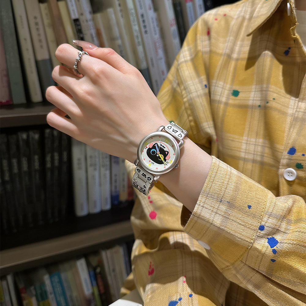 Cute Earphone Cat Watch – Adorable Cartoon Quartz Wristwatch