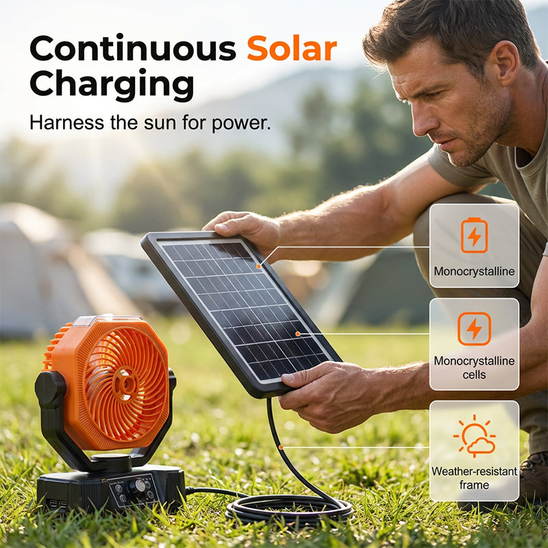 Solar Portable Misting Camping Fan with Remote