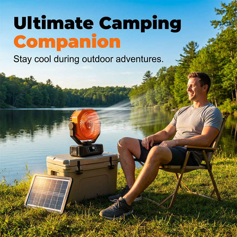 Solar Portable Misting Camping Fan with Remote