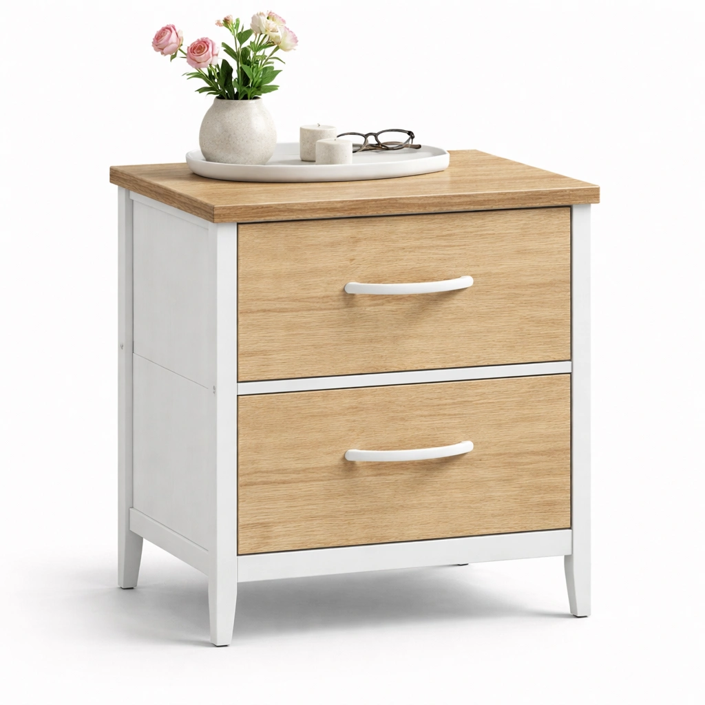Kompakter nachttisch mit zwei schubladen im modernen stil-kyndrahome.com