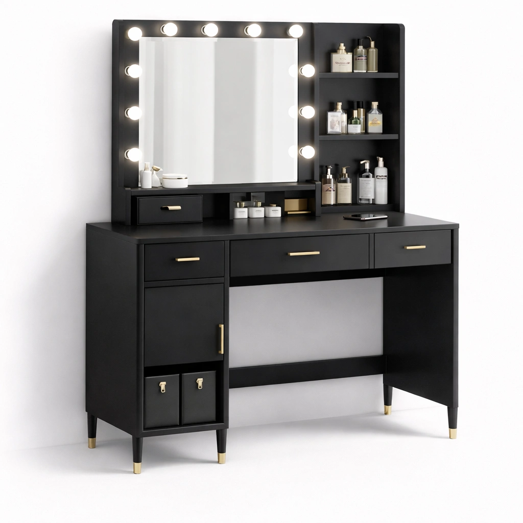 Eleganter schminktisch mit beleuchtetem spiegel und stauraum-kyndrahome.com