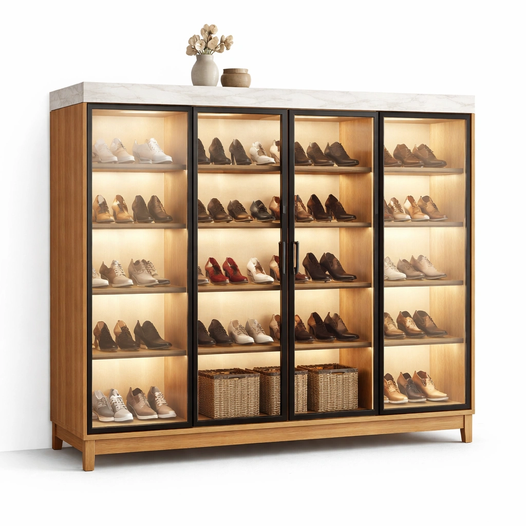 Moderne schuhvitrine mit beleuchtung und glastueren-kyndrahome.com