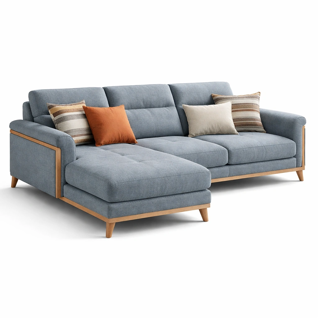 Modernes ecksofa mit ottomane und holzdetails-kyndrahome.com