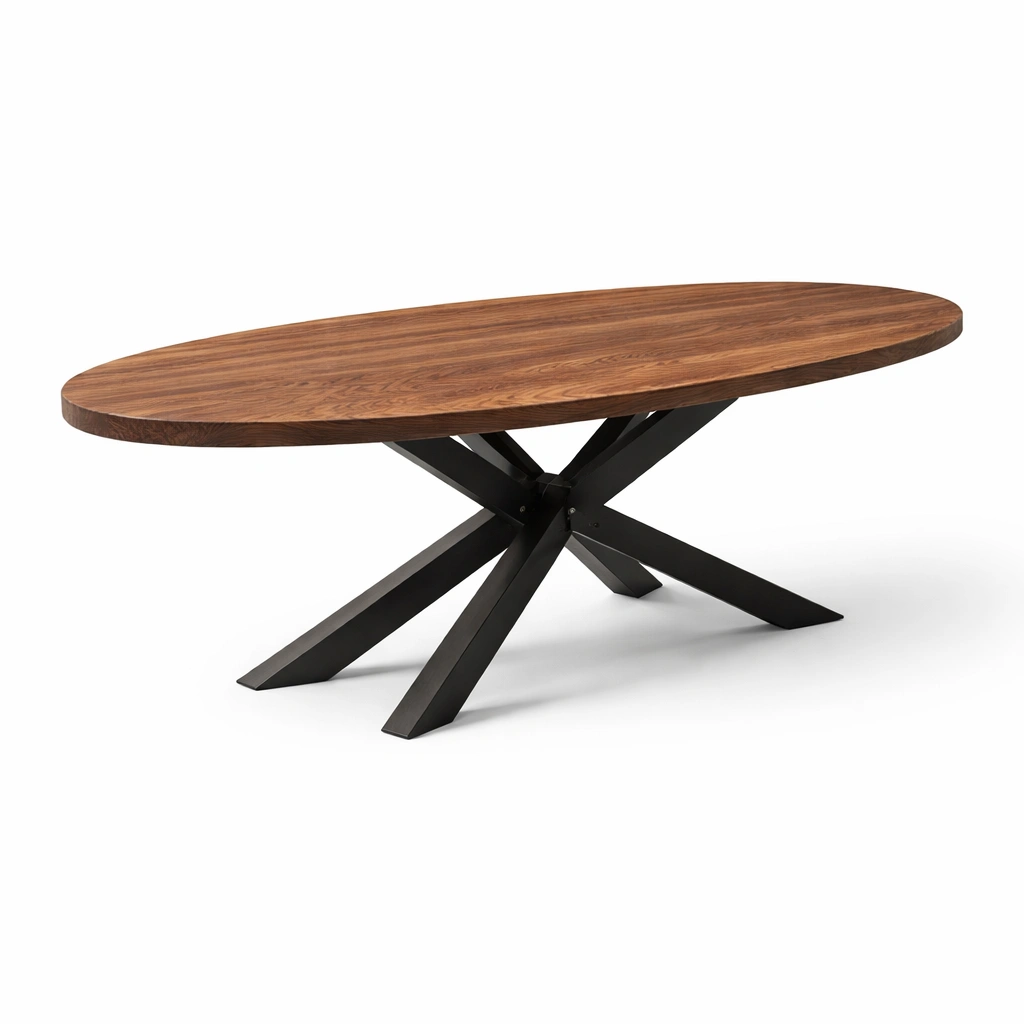 Esstisch Oval Holz Metall Design Modern Gross-veltraviox