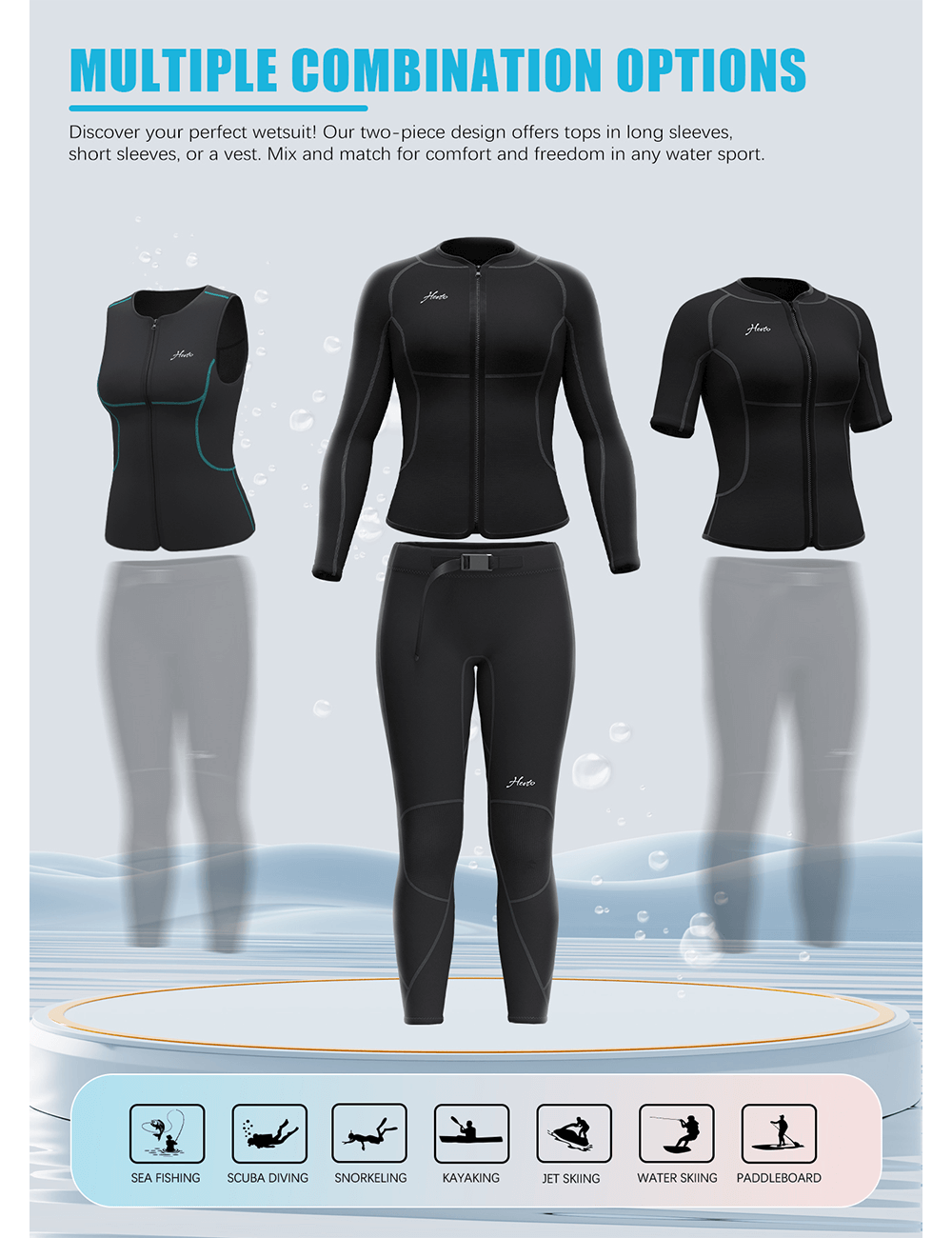 women wetsuit tops pants bundle