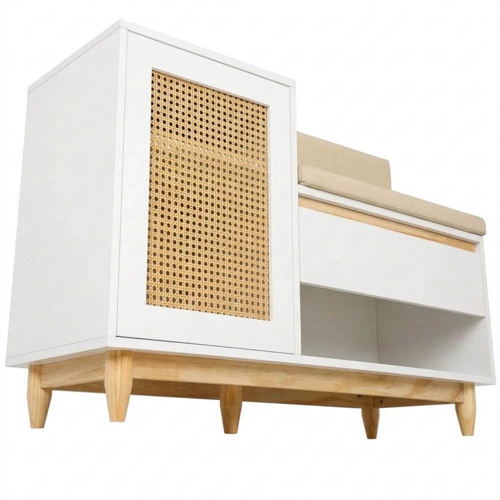 Banco Zapatero con Asiento y Almacenamiento para Entrada