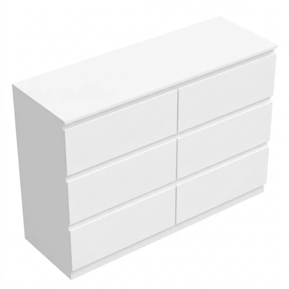 Cómoda de 6 Cajones para Dormitorio, Sala de Estar y Oficina, Organizador de Madera, 100 x 36 x 69 cm, Blanco