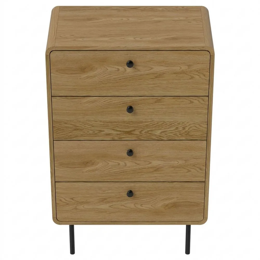 Cajonera Moderna con 4 Cajones y Patas de Acero para Dormitorio, Salón o Pasillo