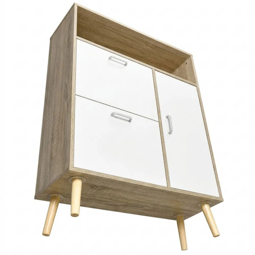 Armario Zapatero para 8 Pares con Cajones Abatibles y Estante Abierto