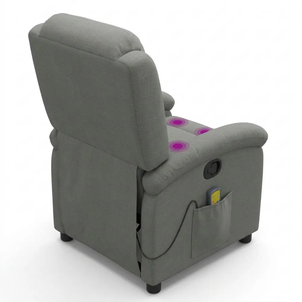 Silla de Masaje Reclinable con Reposabrazos, Sillón Relax para Sala, Tela Gris Oscuro