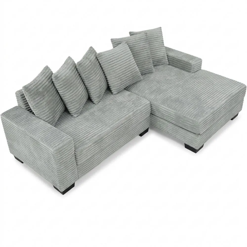 Sofá Esquinero para 4 Personas con Chaise Longue Modular, Estructura Flexible, Marco Estable, 6 Cojines, Ideal para Salones y Apartamentos (Gris)