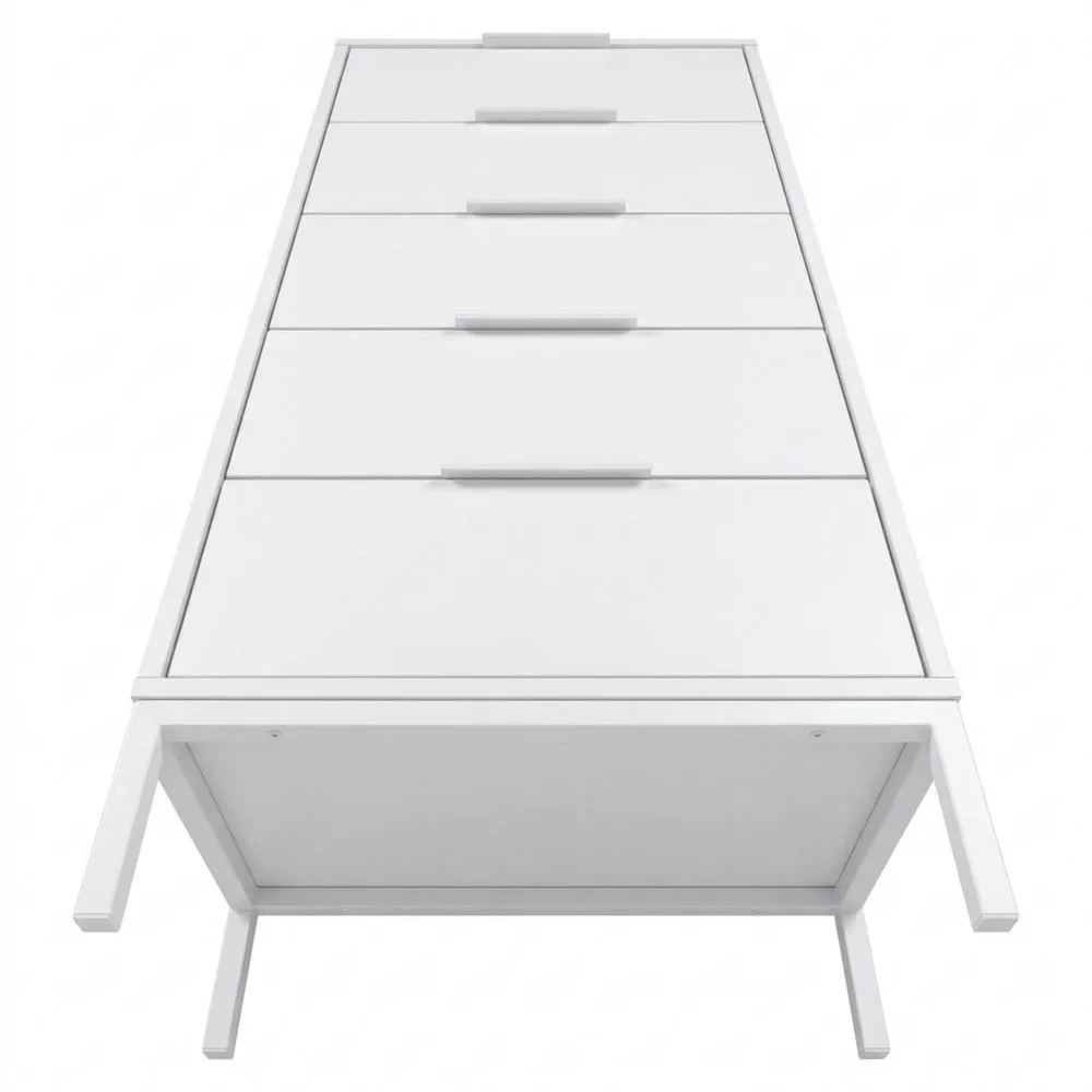 Cómoda Alta de 5 Cajones Blanca