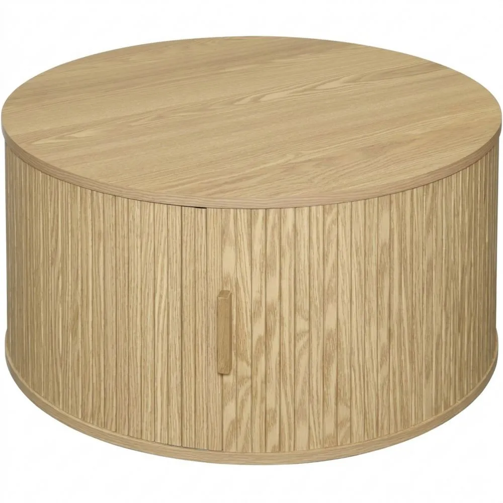 Mesa de Centro Redonda con Almacenamiento de 75 cm - Diseño Vintage y Práctico para Sala de Estar