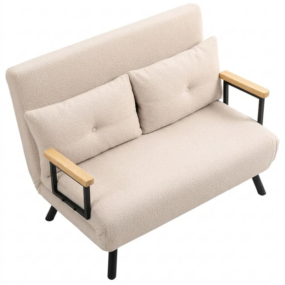 Sofá Cama Doble 4 en 1 con Respaldo Ajustable y Cojines Acolchados