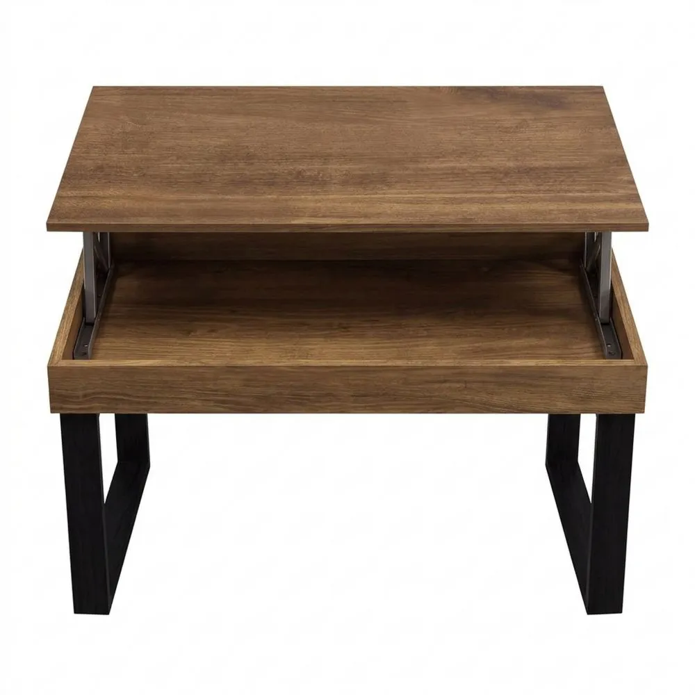 Mesa de Centro Elevable de Madera Maciza en Color Negro