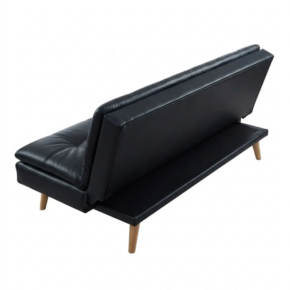 Sofá Cama Convertible 3 Plazas de Piel Sintética Negro