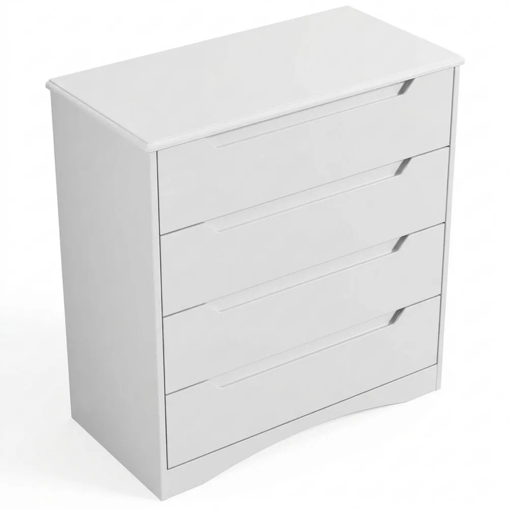 Cómoda de Dormitorio con 4 Cajones Amplios y Cerradura Anti-Vuelco, Ideal para Salón u Oficina (Blanco)