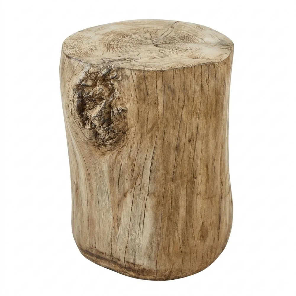 Mesa Auxiliar de Jardín de Imitación de Toco, Taburete de Hormigón, Mesa de Madera para Interior y Exterior