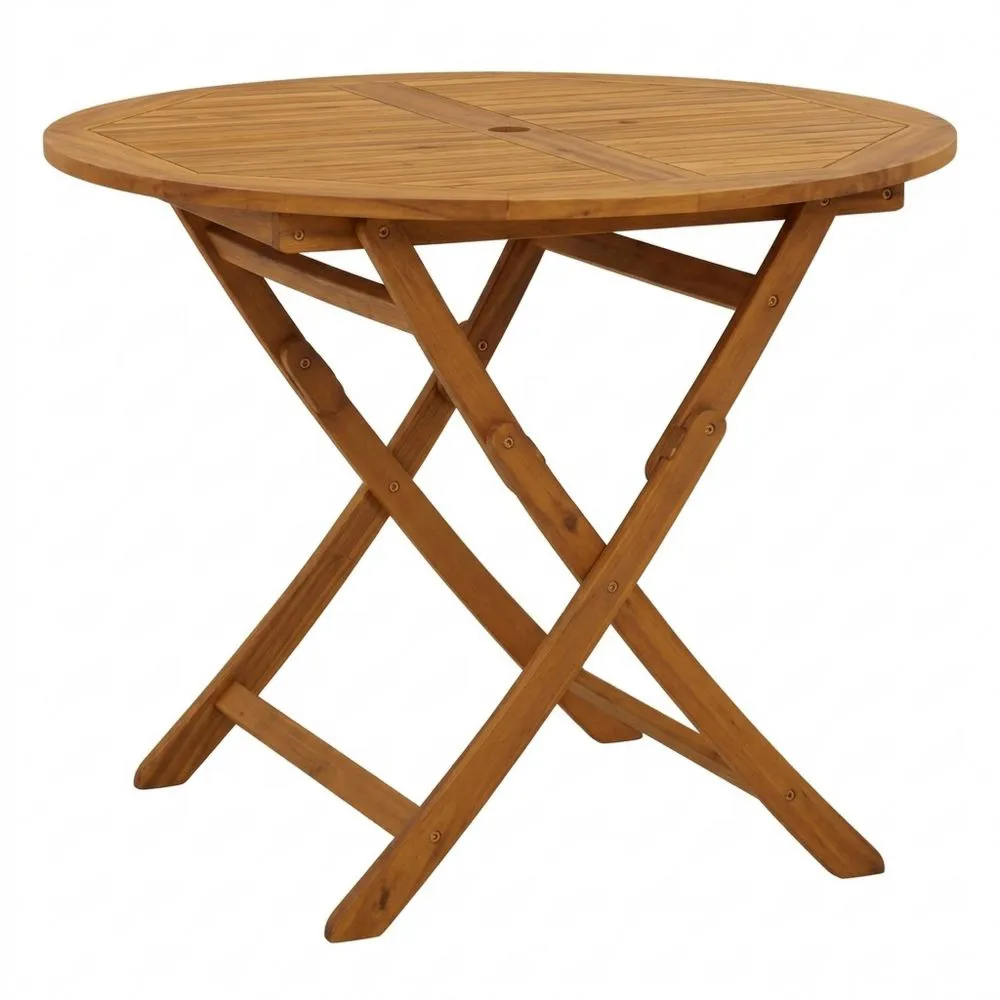 Mesa Auxiliar Plegable para Jardín Terraza Bistro de Madera de Acacia 110 cm