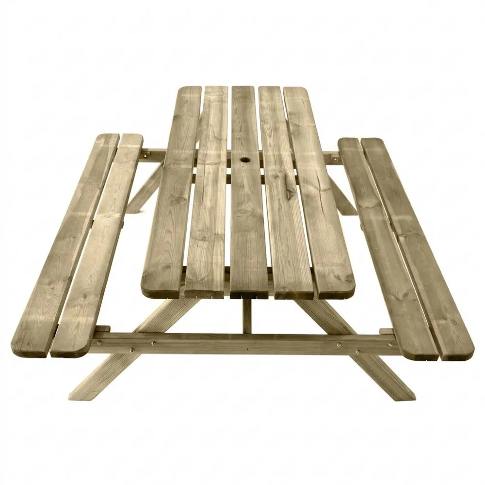 Mesa de Picnic para 6-8 Adultos | Resistente | Comedero Exterior de Madera | 177 x 152 x 71 cm | Natural