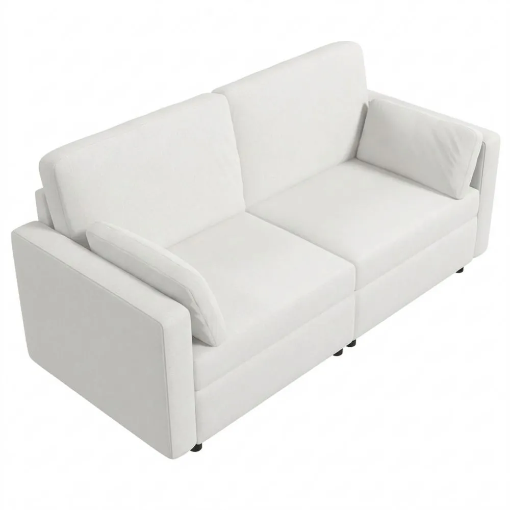 Sofá de 3 Plazas Tapizado en Poliéster con Cojines Acolchados para Sala de Estar