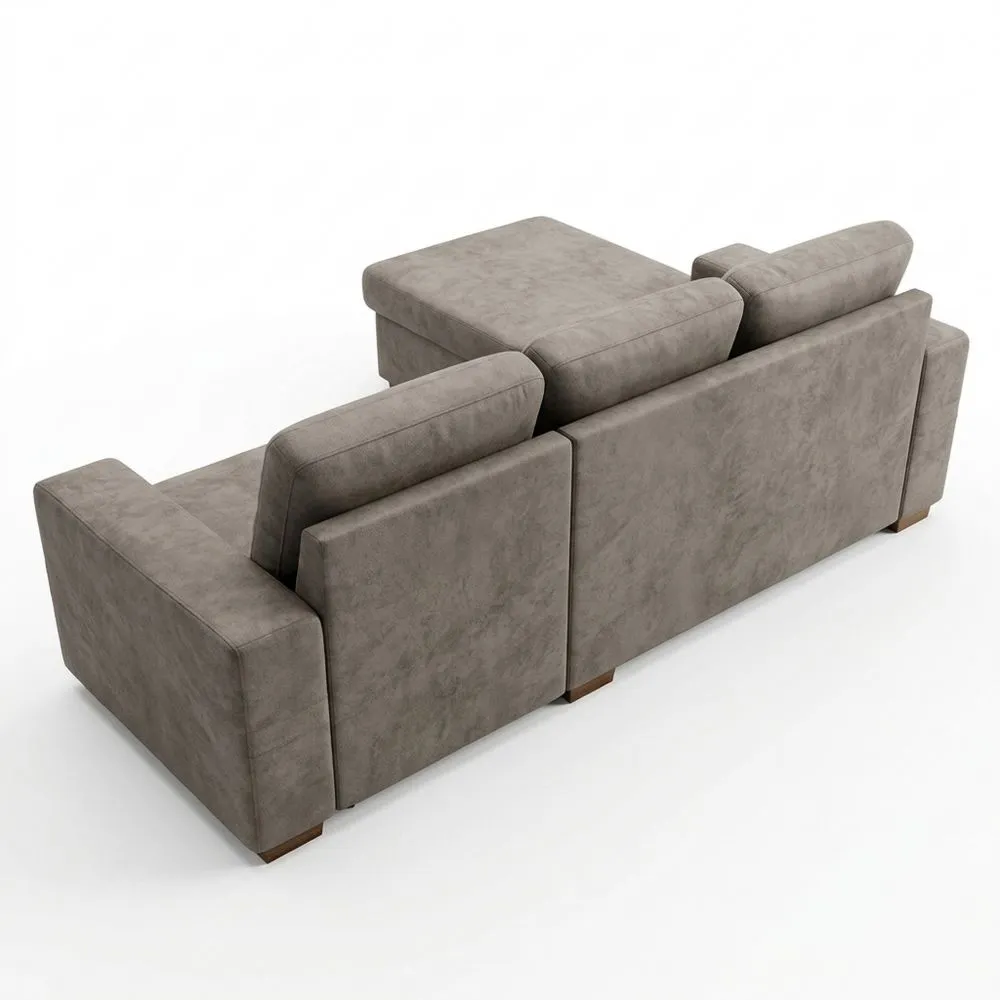 Sofá de 3 plazas con chaise longue y arcón de almacenamiento en color cemento