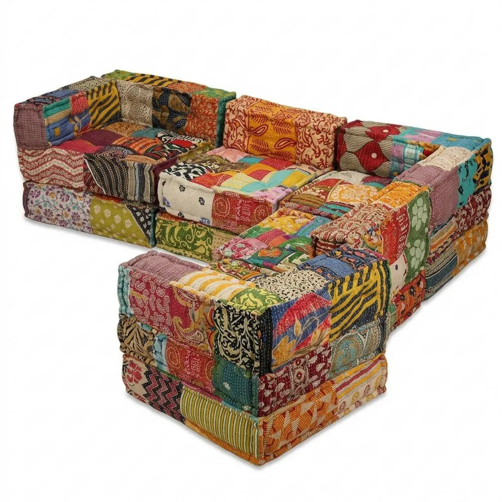 Sofá Modular 3 Asientos Tapizado Patchwork