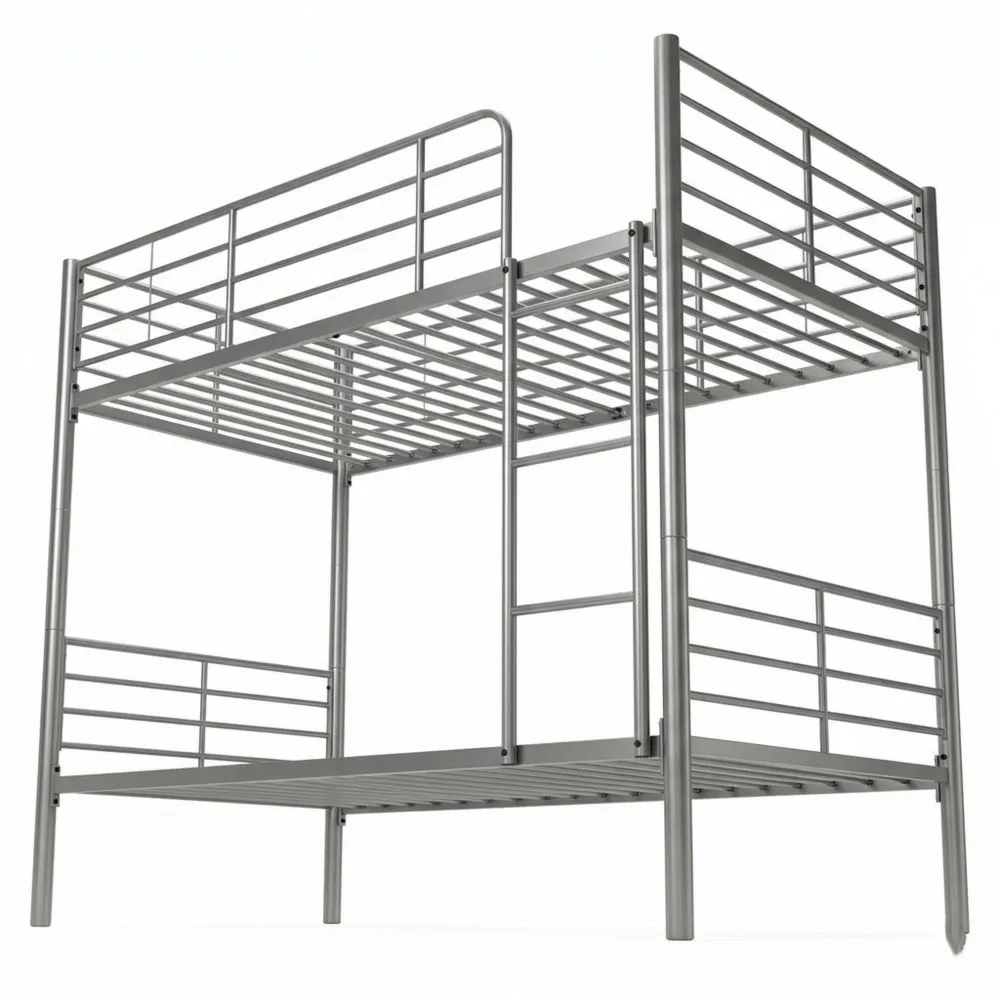 Cama Litera Twin Convertible con Protección Anticaída, Estructura de Acero, 80 x 180 cm, Plata