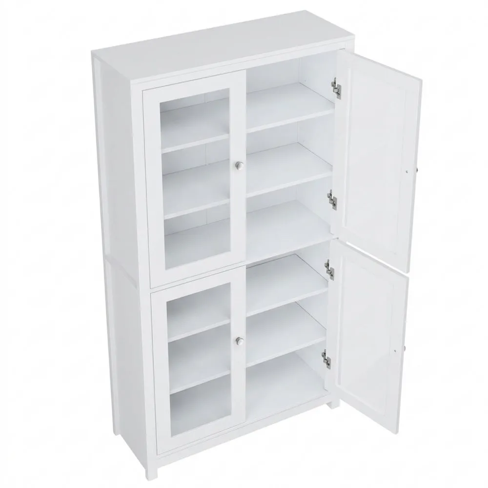 Vitrina de Cristal con Estantes y Puertas para Sala Comedor