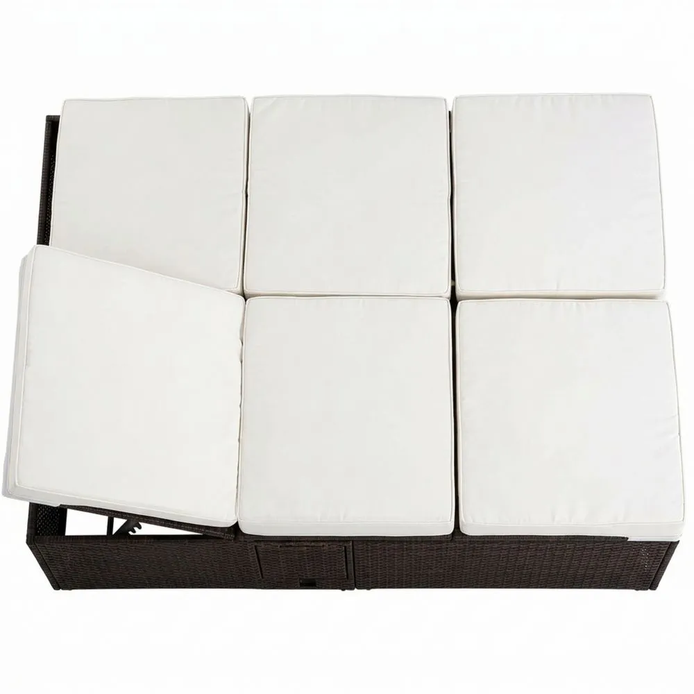 Tumbona Doble con Respaldo y Reposapiés Ajustable para Jardín