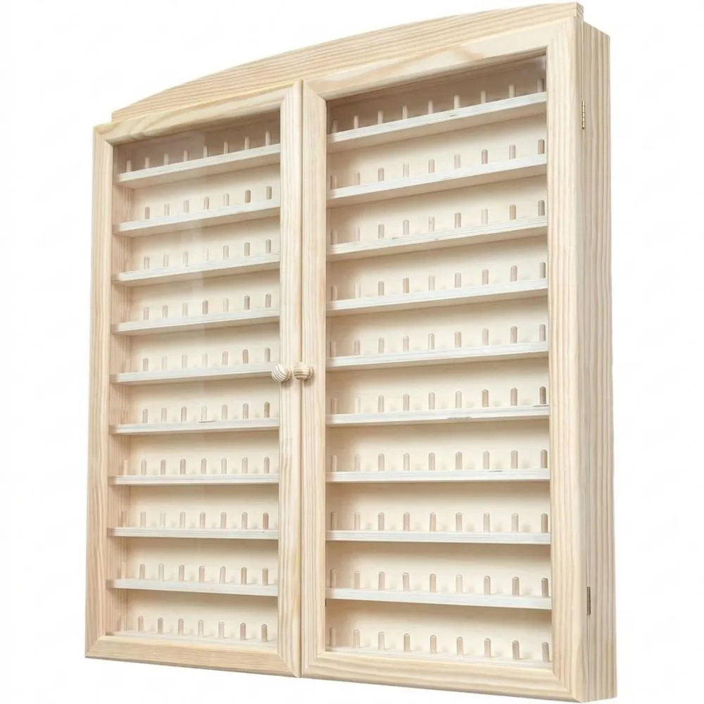 Vitrina de Dedales con Puertas Grandes de Madera de Pino