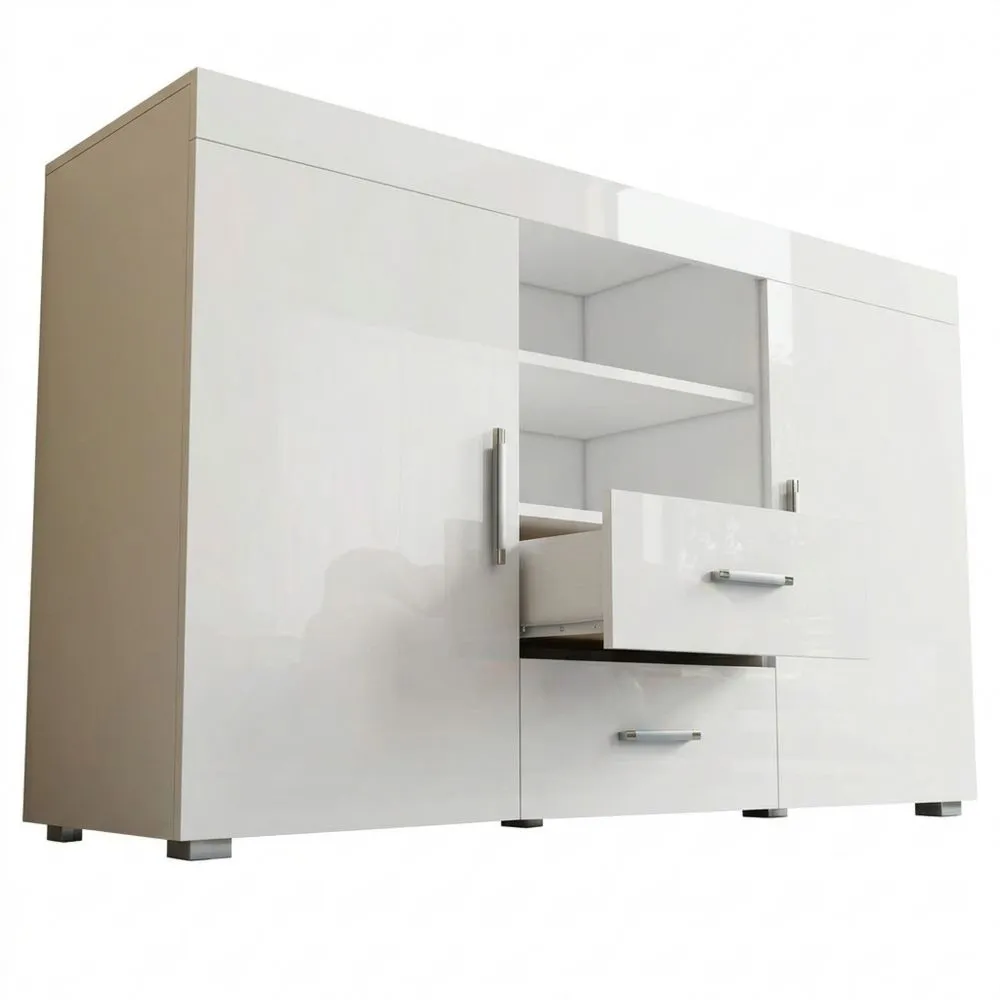 Aparador Blanco con Puertas y Cajones para Salón Comedor