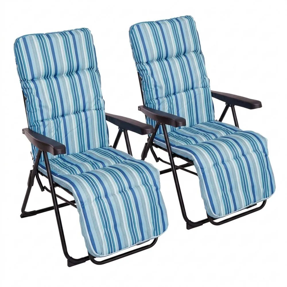 Set de Sillones de Jardín Reclinables con Reposapiés y Colchón