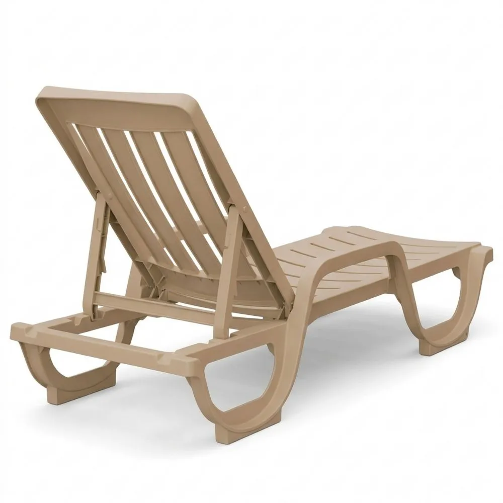 Lote de 2 tumbonas de resina para jardín y piscina color taupe