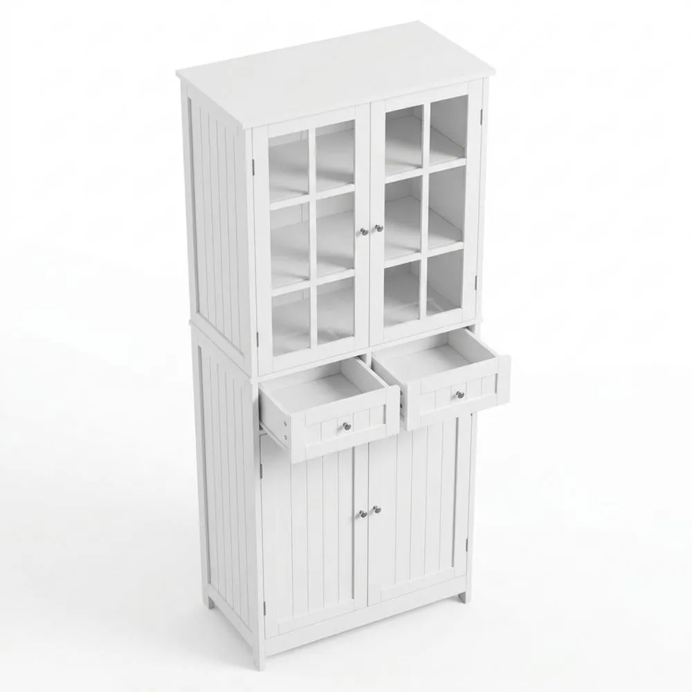 Armario de cocina moderno con puertas de vidrio y cajones para comedor y sala