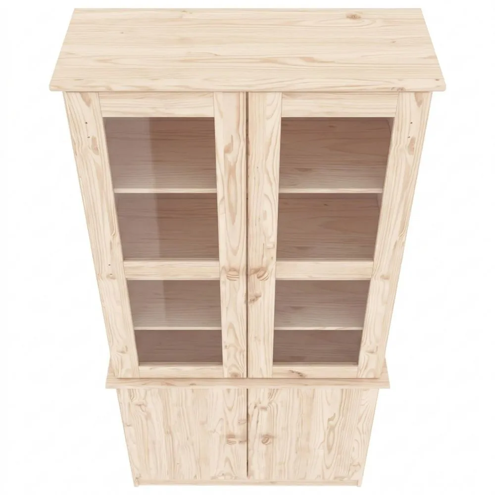 Vitrina Alta de Madera de Pino y Vidrio 77 x 35 x 186.5 cm